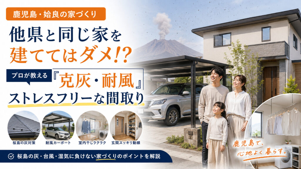【鹿児島・姶良の家づくり】他県と同じ家を建ててはダメ！？プロが教える「克灰・耐風」ストレスフリーな間取り